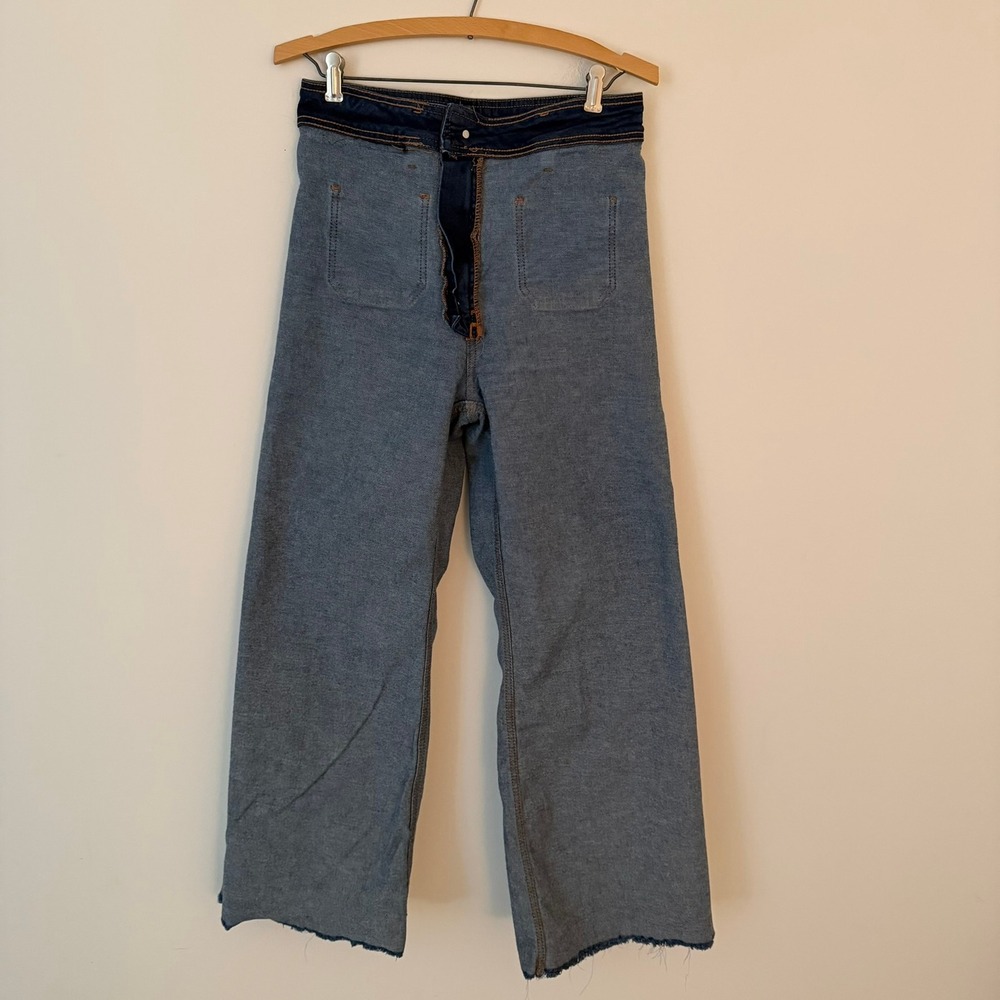 Zara The Patch Pockets Marine Straight Jeans Dark Wash Size US 8 - Picture 3 of 11